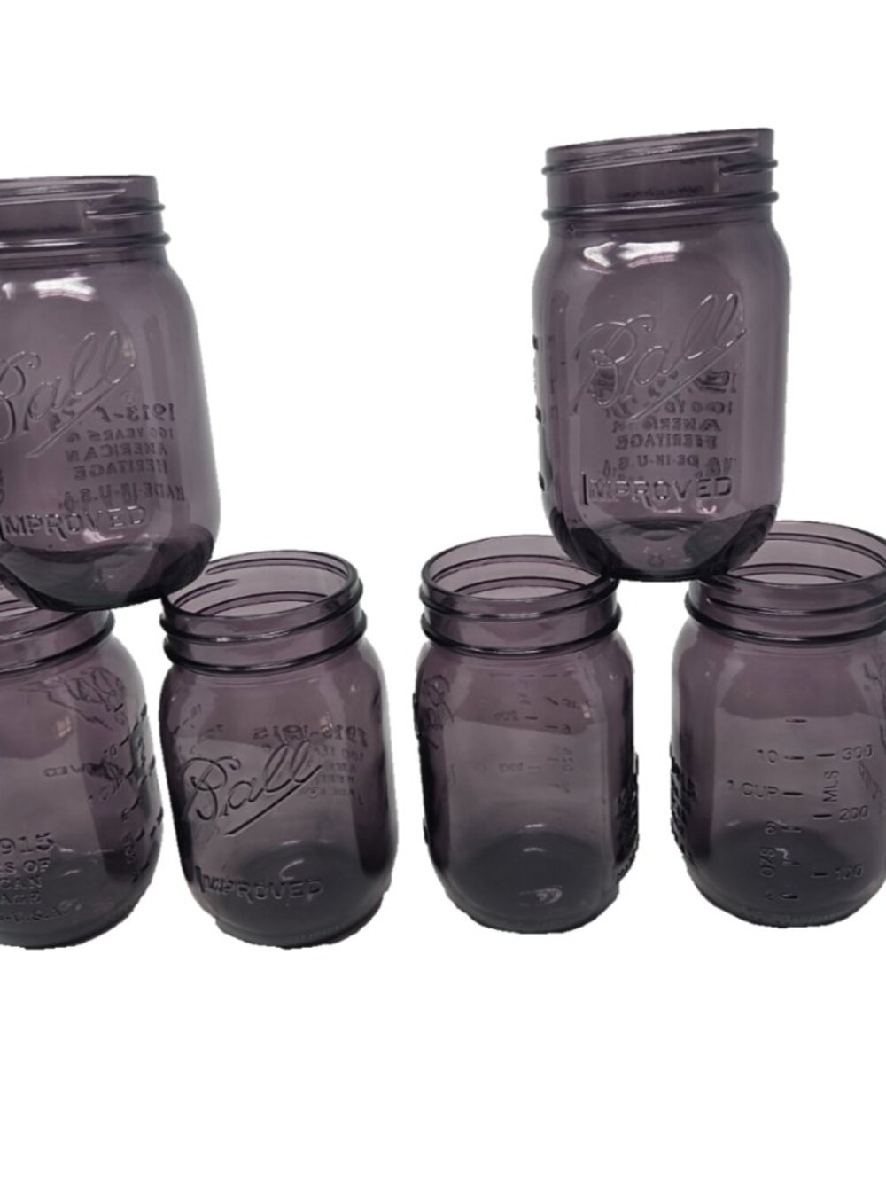 Set 6 Purple Ball Mason Jars 100 Years American Heritage Improved 16oz Pint
